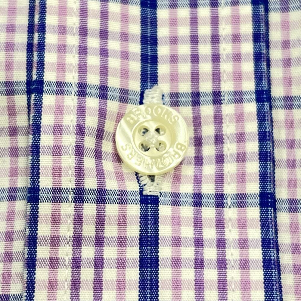 Brooks Brothers The Original Polo Shirt Non Iron Purple Pink Plaid Size Large - Picture 7 of 13